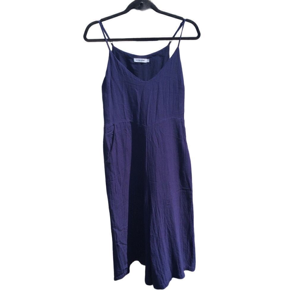 Stelen womens jumpsuit S aritzia revolve navy blue lagenlook oversized wide leg‎
